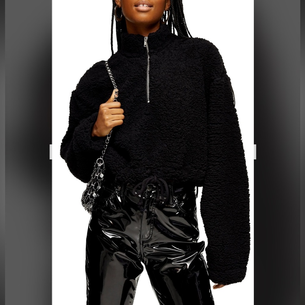 1/4 Zip Fleece Sweatshirt Pullover black
